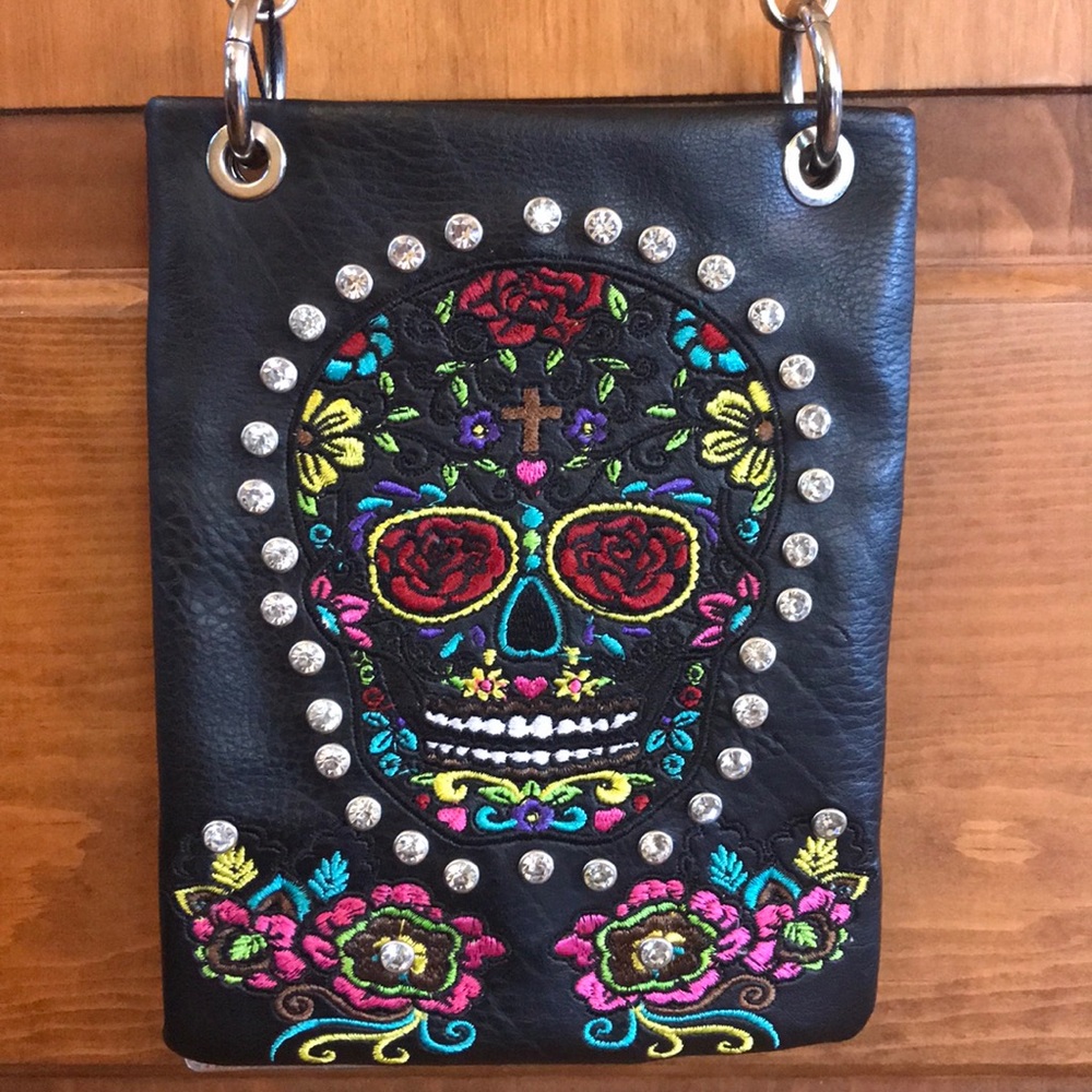 Sugar skull cross body purse